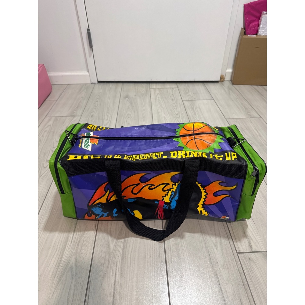 Vintage 1996 Gatorade NBA Duffel Bag Purple Green Life Is A Sport Drink It Up